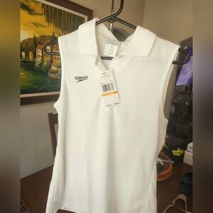 Speedo White Fitted Muscle Tee Polo